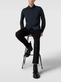 Cinque Regular Fit Freizeithemd Mit Strukturmuster - Marineblau