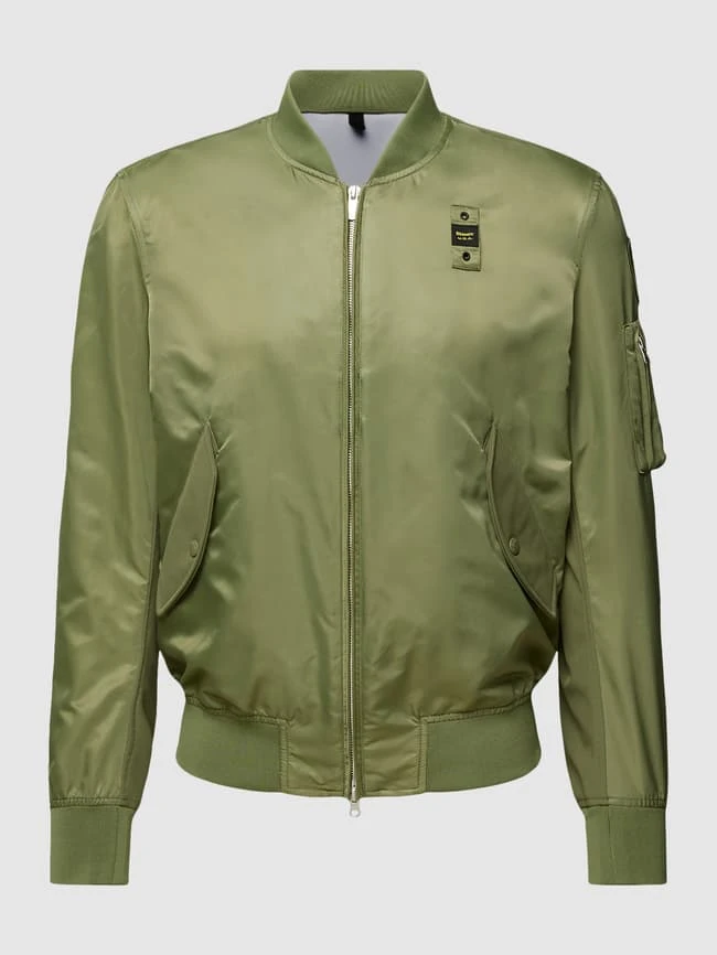 Blauer Usa Bomberjacke Mit Label-Detail Modell 'GIUBBINI CORTI SFODERATO' - Olivgrün 2 Blauer Usa Bomberjacke Mit Label-Detail Modell 'GIUBBINI CORTI SFODERATO' - Olivgrün – Bild 2