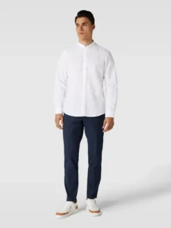 Jake*s Business-Hemd Mit Stehkragen - Weiß