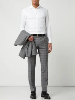 Jake*s Slim Fit Business-Hemd Aus Twill - Weiß