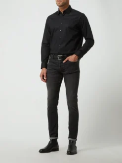 Jake*s Regular Fit Business-Hemd Aus Popeline - Schwarz