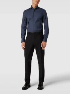 BOSS Slim Fit Business-Hemd Mit Stretch-Anteil Modell 'Hank Hai' - Marineblau