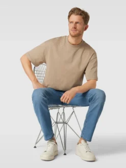 Pierre Cardin Tapered Fit Jeans Aus Baumwolle Mit Label-Patch Modell 'Lyon' - Hellblau