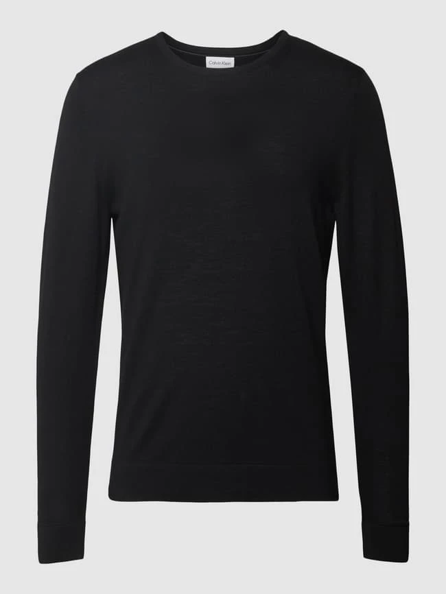 CK Calvin Klein Strickpullover Mit Logo-Stitching Modell 'SUPERIOR' - Schwarz 2 CK Calvin Klein Strickpullover Mit Logo-Stitching Modell 'SUPERIOR' - Schwarz – Bild 2