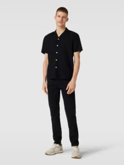 Lindbergh Freizeithemd Mit Leinen-Anteil Und Reverskragen - Schwarz