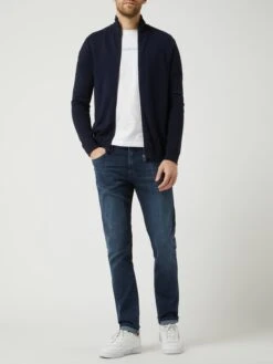 Selected Homme Strickjacke Aus Pima-Baumwolle Modell 'Berg' - Marineblau Meliert