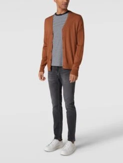 Christian Berg Men Strickjacke Im Slim Fit - Cognac Meliert