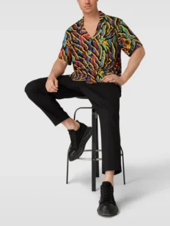 CARLO COLUCCI Freizeithemd Mit Allover-Muster - Schwarz