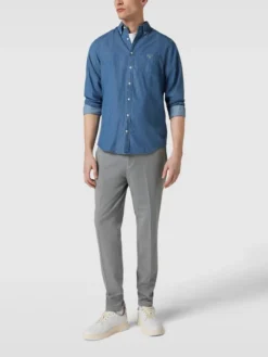 Gant Jeanshemd Mit Label-Stitching - Hellblau