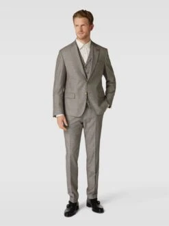 Atelier Torino 2-Knopf-Sakko Mit Zierbesatz - Mittelgrau