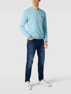 BOSS Green Strickpullover Mit Label-Detail Modell 'Rallo' - Hellblau