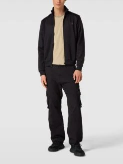 Fred Perry Sweatjacke Mit Label-Stitching - Schwarz