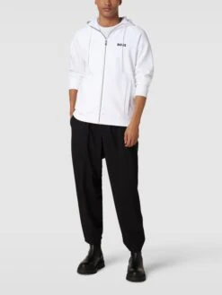 BOSS Green Sweatjacke Mit Label-Stitching Modell 'Saggy' - Weiß