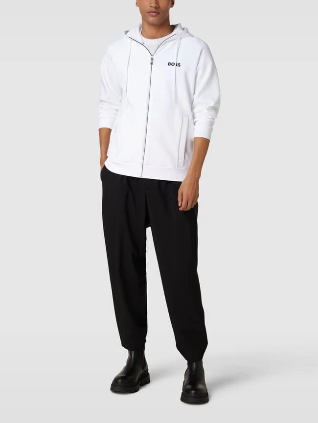 BOSS Green Sweatjacke Mit Label-Stitching Modell 'Saggy' - Weiß 1 BOSS Green Sweatjacke Mit Label-Stitching Modell 'Saggy' - Weiß