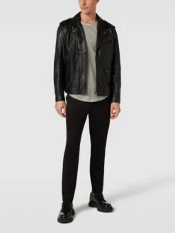 Strellson Lederjacke Mit Reißverschlusstaschen Modell 'PARKLEY' - Schwarz