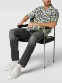 BOSS Orange Freizeithemd Mit Allover-Muster Modell 'Rayer' - Sand