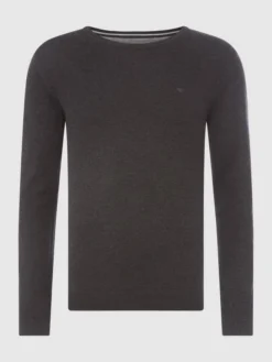 Tom Tailor Pullover Aus Baumwolle Mit Logo-Stickerei - Anthrazit