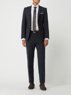 DIGEL Extra Slim Fit 2-Knopf-Sakko Mit Schurwoll-Anteil - Marineblau