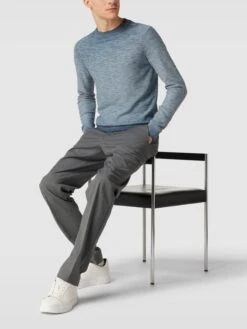 Tom Tailor Strickpullover In Melange-Optik Modell 'washed Crewneck Knitter' - Marineblau