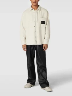 Calvin Klein Jeans Freizeithemd Mit Label-Patch - Offwhite Meliert