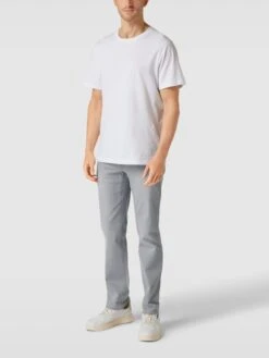 Brax Straight Fit Jeans Mit Label-Patch Modell 'Cadiz' - Hellgrau