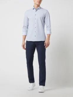 Bugatti Hose Mit Stretch-Anteil - Blau Meliert